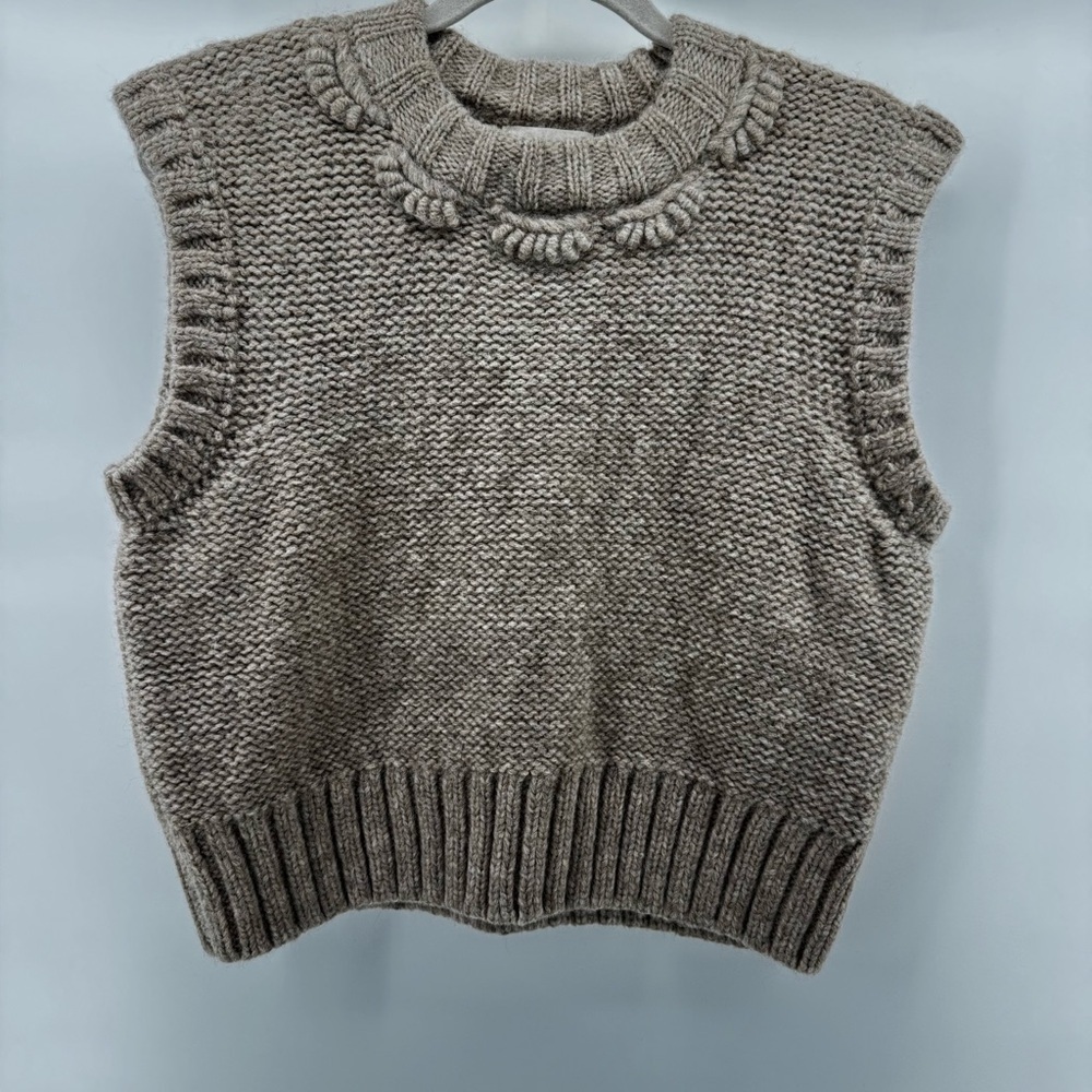 NWOT Mirth baby alpaca wool shell vest in graham cracker szL minimalist feminine - Picture 3 of 10
